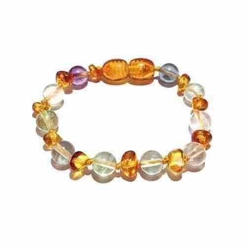 Child Brigid Fluorite and Honey Baltic Amber Anklet Bracelet
