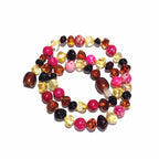 Child Cherry Bomb Pink Jasper Rainbow Baltic Amber Necklace 40cm (XXL)