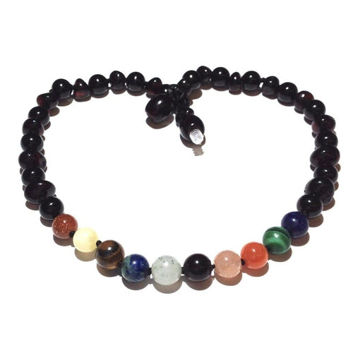 Child Cosmos Solar System Planet Gemstone Shungite Baltic Amber Necklace