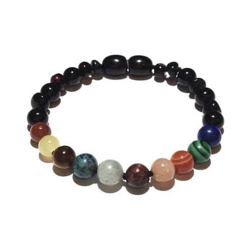 Child Cosmos Solar System Shungite Gemstone Baltic Amber Anklet Bracelet