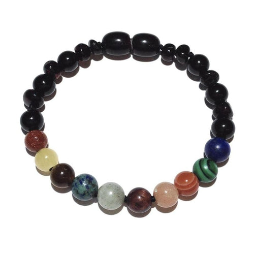 Child Cosmos Solar System Shungite Gemstone Baltic Amber Anklet Bracelet