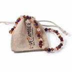 Child Dark Tara Cognac Baltic Amber Amethyst Rose Quartz Necklace
