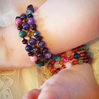 Child Earthchild Gemstones and Cherry Baltic Amber Anklet Bracelet