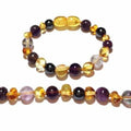 Child Eirene Gemstones and Honey Baltic Amber Anklet Bracelet 19cm (XL)
