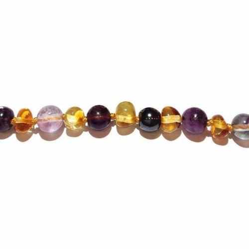 Child Eirene Gemstones and Honey Baltic Amber Anklet Bracelet