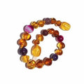 Child Emily Amethyst Purple Pink Agate and Honey Baltic Amber Anklet Bracelet 19cm (XL)