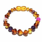 Child Emily Amethyst Purple Pink Agate and Honey Baltic Amber Anklet Bracelet