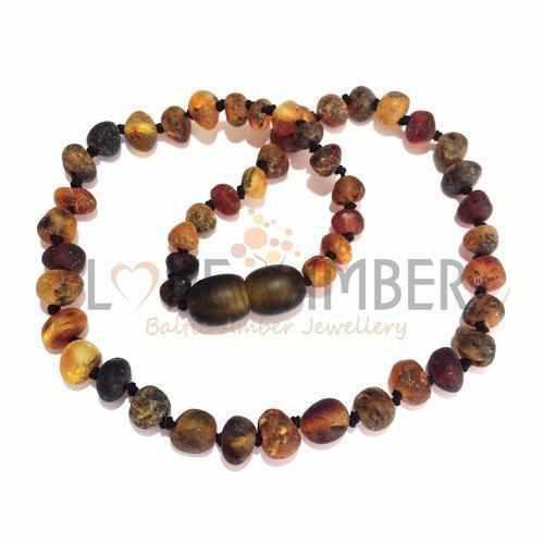 Child Enchanted Raw Green Baltic Amber Necklace