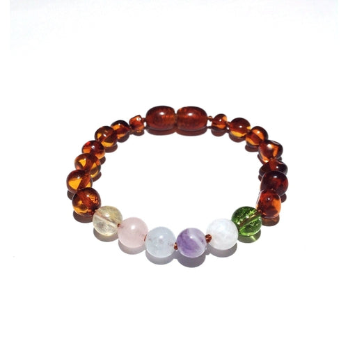 Child Freya Aquamarine Rose Quartz Amethyst Moonstone Citrine Peridot Cognac Amber Anklet Bracelet