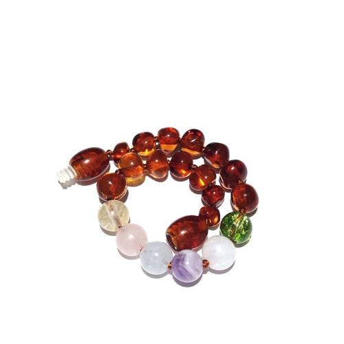 Child Freya Aquamarine Rose Quartz Amethyst Moonstone Citrine Peridot Cognac Amber Anklet Bracelet