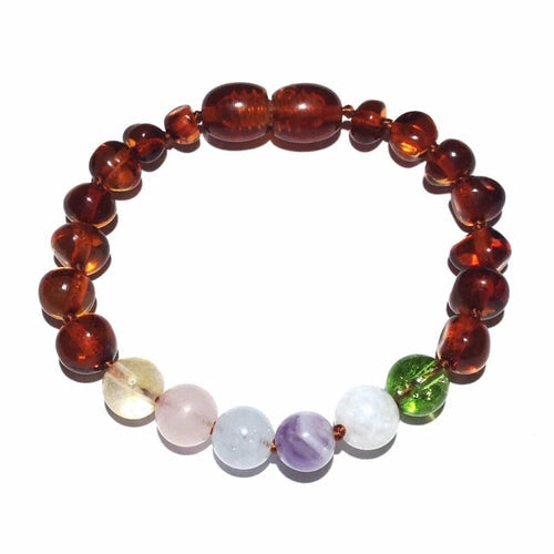 Child Freya Aquamarine Rose Quartz Amethyst Moonstone Citrine Peridot Cognac Amber Anklet Bracelet