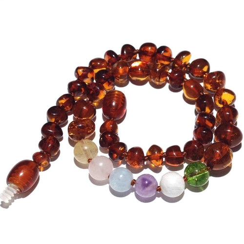 Child Freya Aquamarine Rose Quartz Amethyst Moonstone Citrine Peridot Cognac Baltic Amber Necklace
