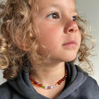 Child Freya Aquamarine Rose Quartz Amethyst Moonstone Citrine Peridot Cognac Baltic Amber Necklace