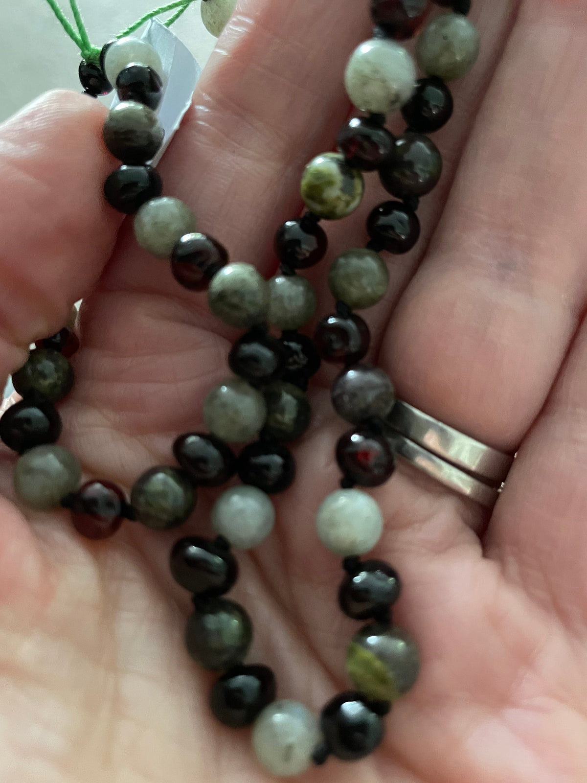Child Helios Labradorite Bloodstone Polished Cherry Baltic Amber Anklet Bracelet