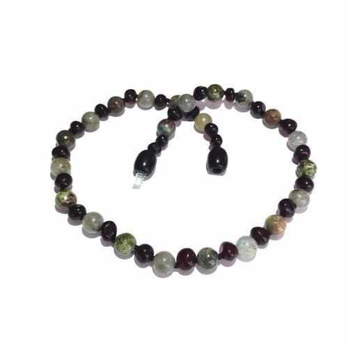 Child Helios Labradorite Bloodstone Polished Cherry Baltic Amber Necklace