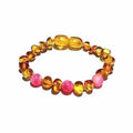Child Honeysuckle Pink Agate Polished Honey Baltic Amber Anklet Bracelet