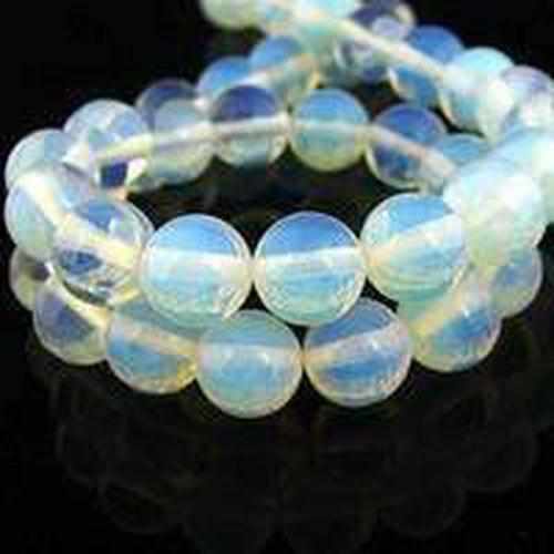 Child Ice Blue Cats Eyes Opalite and Butterscotch Baltic Amber Anklet Bracelet