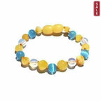 Child Ice Blue Cats Eyes Opalite and Butterscotch Baltic Amber Anklet Bracelet 14cm