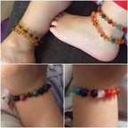 Child Jellybean Chakra Gemstones Polished Honey Baltic Amber Anklet Bracelet
