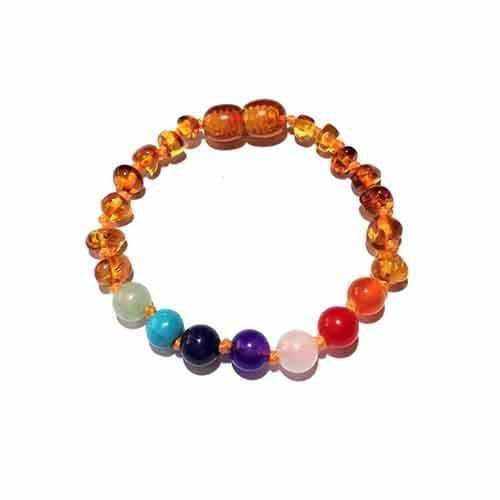 Child Jellybean Chakra Gemstones Polished Honey Baltic Amber Anklet Bracelet