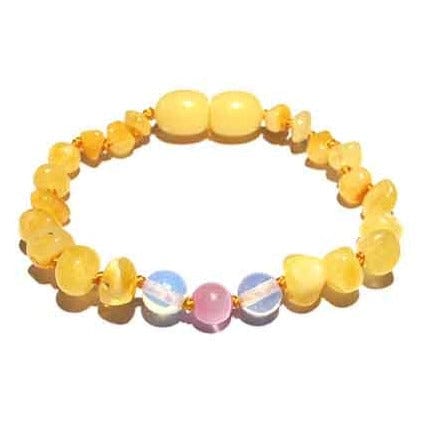 Child Marshmallow Pink Cats Eye Butterscotch Baltic Amber Anklet Bracelet