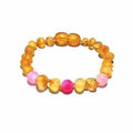 Child Nurture Raw Honey Pink Bead Dragon Agate Baltic Amber Anklet Bracelet 19cm (XL)