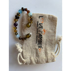 Child Ocean Amethyst Blue Cats Eyes Agate Green Baltic Amber Anklet Bracelet