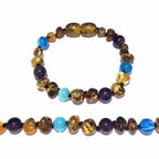 Child Ocean Amethyst Blue Cats Eyes Agate Green Baltic Amber Anklet Bracelet