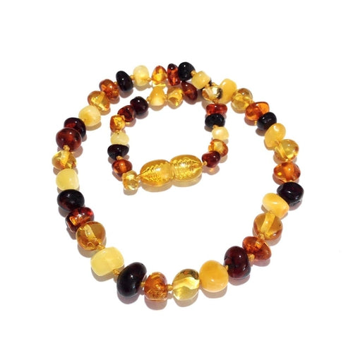 Child Pebble Beach Polished Mixed Baltic Amber Necklace