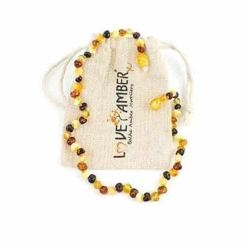Child Pebble Beach Polished Mixed Baltic Amber Necklace