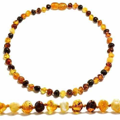 Child Pebble Beach Polished Mixed Baltic Amber Necklace