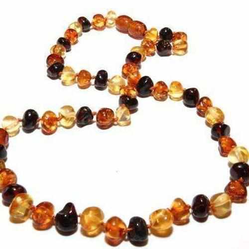 Child Pebble Beach Polished Mixed Baltic Amber Necklace