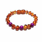 Child Plumberry Purple Howlite and Polished Cognac Baltic Amber Anklet Bracelet