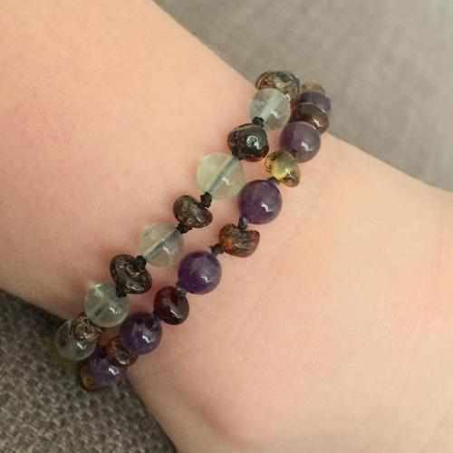 Child Sirona Green Baltic Amber Fluorite Necklace