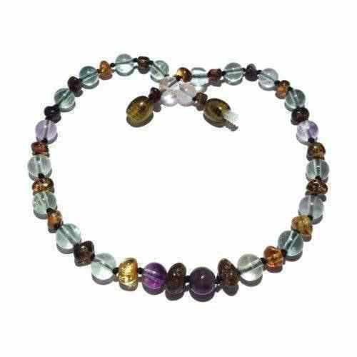 Child Sirona Green Baltic Amber Fluorite Necklace