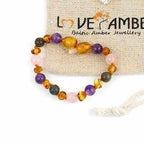 Child Titania Amethyst Rose Quartz Labradorite Honey Baltic Amber Anklet Bracelet