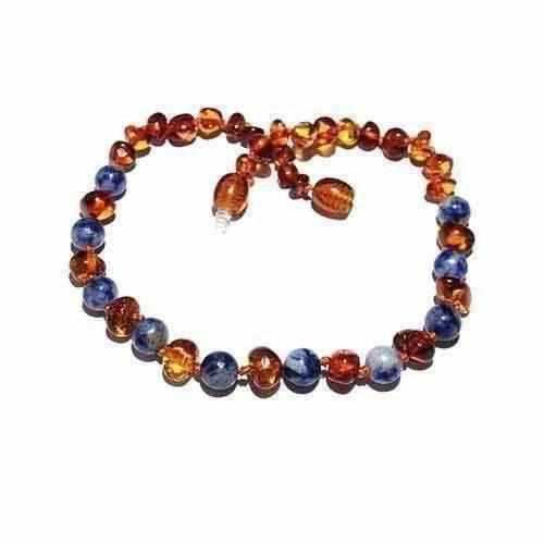 Child Truth Polished Cognac Baltic Amber Sodalite Necklace