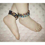 Child Truth Sodalite and Polished Cognac Baltic Amber Anklet Bracelet