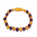 Child Violet Raw Honey Amethyst Gemstone Baltic Amber Anklet 15cm (M)