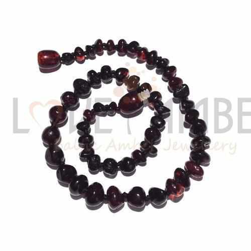 Childs Blackforest Polished Dark Cherry Black Baltic Amber Bead Necklace