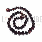 Childs Blackforest Polished Dark Cherry Black Baltic Amber Bead Necklace 40cm (XXL)