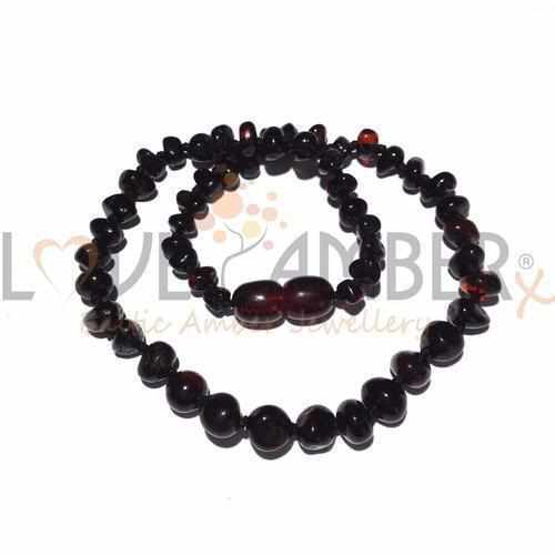Childs Blackforest Polished Dark Cherry Black Baltic Amber Bead Necklace