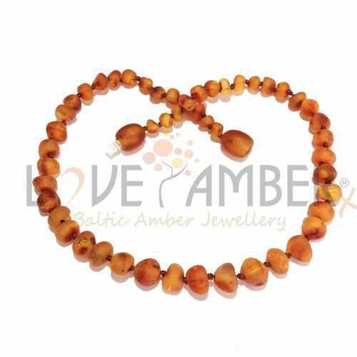 Childs Cocoa Brown Raw Cognac Baltic Amber Bead Necklace