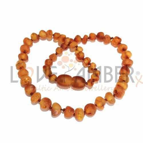 Childs Cocoa Brown Raw Cognac Baltic Amber Bead Necklace