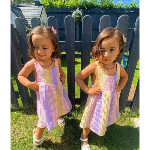 Childs Emily Honey Baltic Amber Amethyst Purple Pink Agate Gemstone Bead Necklace