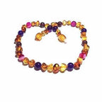 Childs Emily Honey Baltic Amber Amethyst Purple Pink Agate Gemstone Bead Necklace
