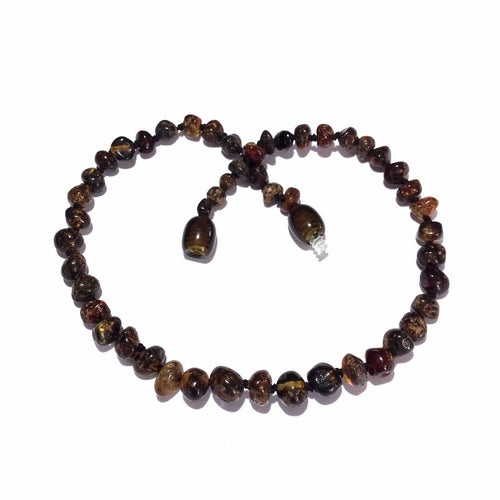 Childs Evergreen Polished Green Baltic Amber Bead Necklace 40cm (XXL)