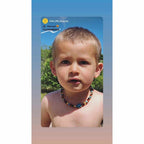 Childs Koopa Blue Turtle Jasper and Polished Rainbow Mixed Baltic Amber Necklace