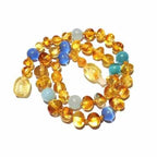 Childs Paradise Baltic Amber Blue Cats Eyes Aquamarine Beads Gemstone Necklace 40cm (XXL)