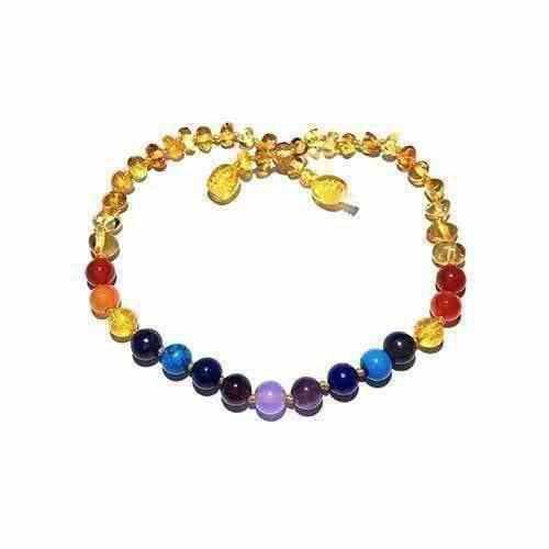 Childs Phoebe Polished Lemon Baltic Amber Beads and Gemstones Necklace